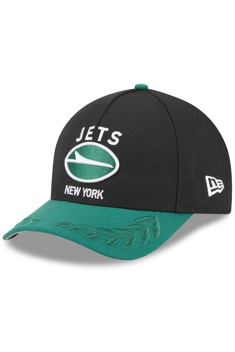 Men's New Era Black/Green New York Jets 2025 NFL Draft 9FORTY A-Frame M-Crown Adjustable Hat, Main, color, Black