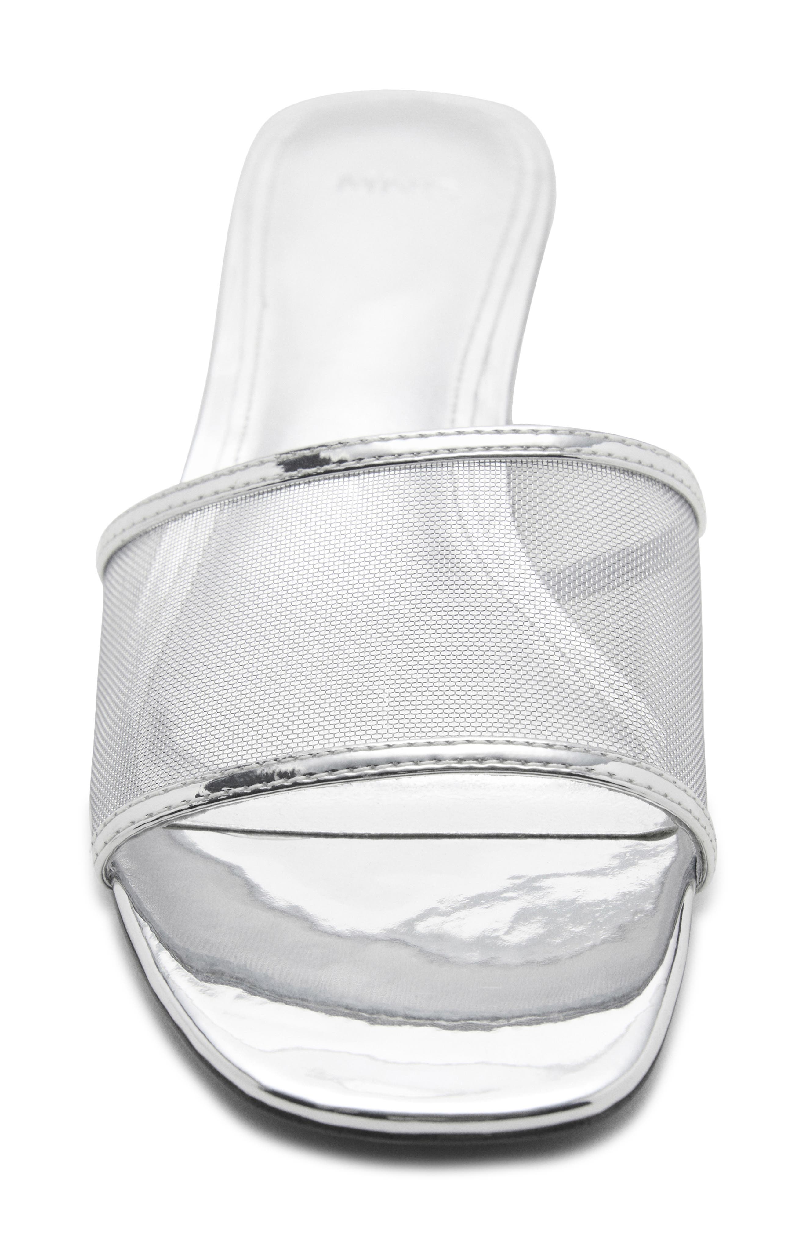 MANGO Kitten Heel Slide Sandal, Alternate, color, Silver