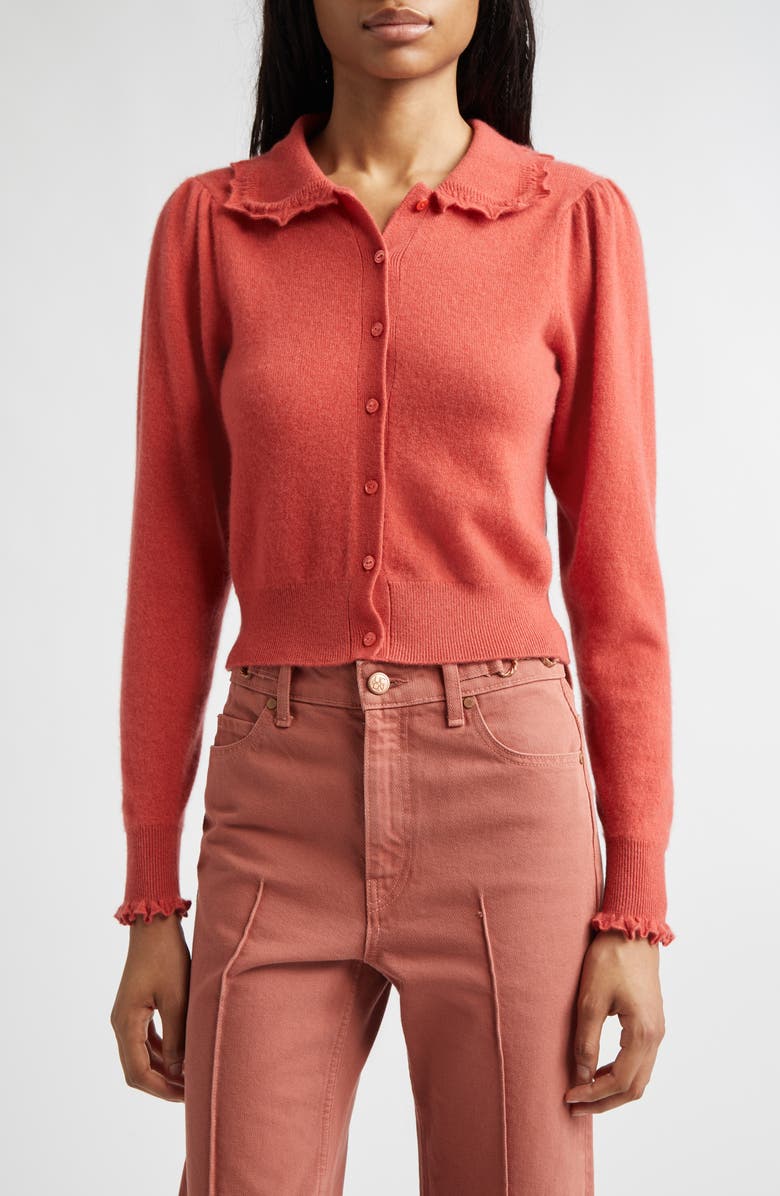Ulla Johnson Kalila Collared Cashmere Cardigan, Main, color, Coral
