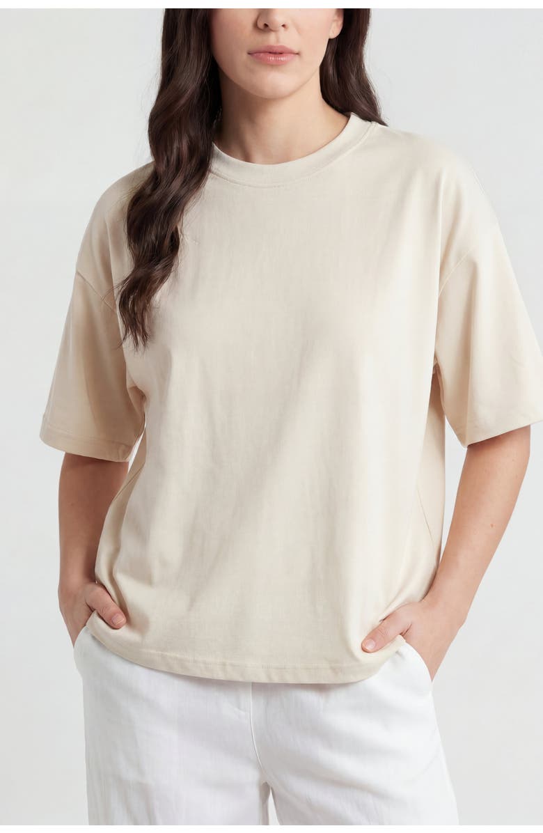 Solomon & Sage Cotton Relax Crewneck Dropshoulder T-shirt, Main, color, Off White
