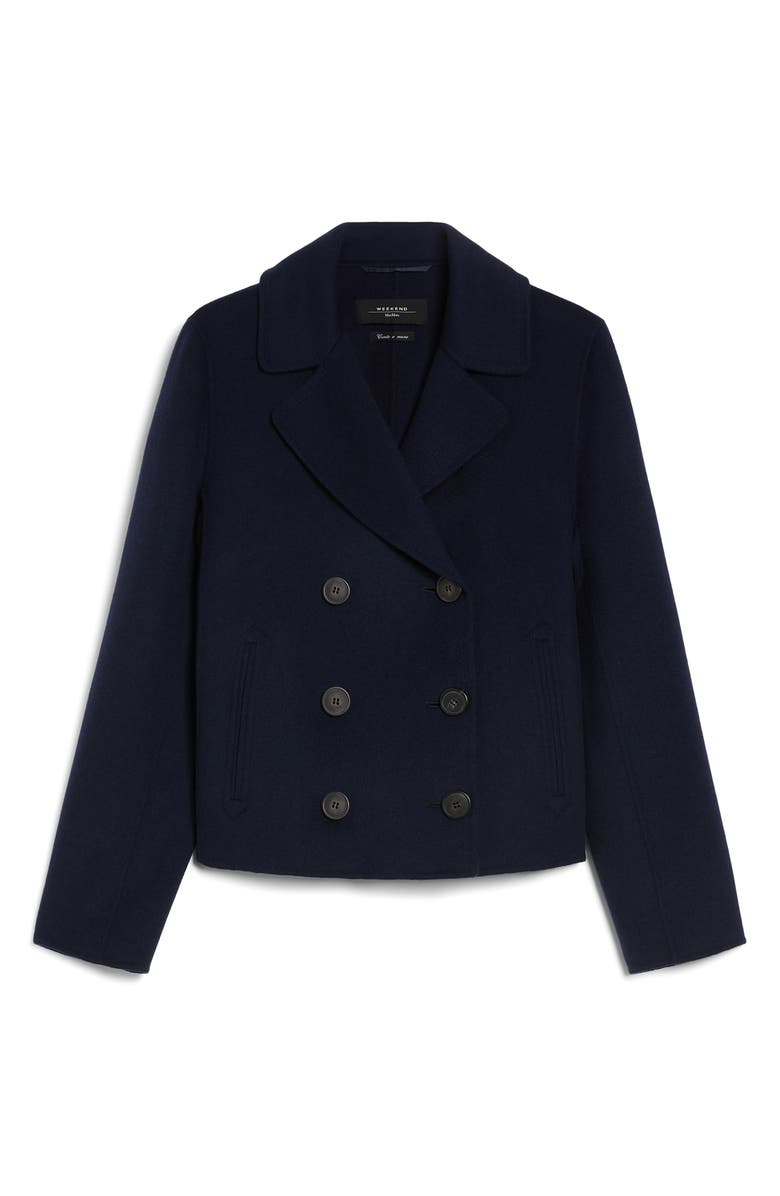 Weekend Max Mara Taglio Double Breasted Wool Blend Blazer, Alternate, color, Navy