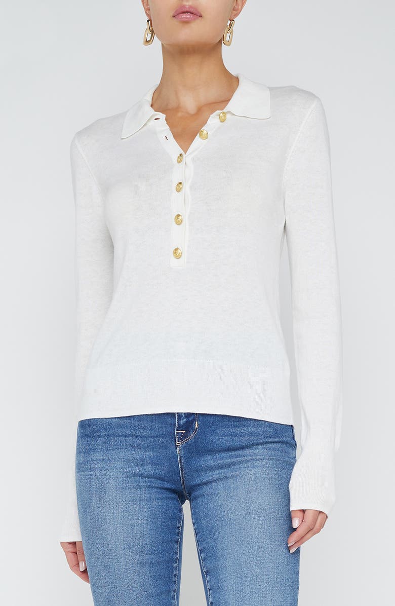 L'AGENCE Sterling Collar Sweater, Main, color, White/ Gold