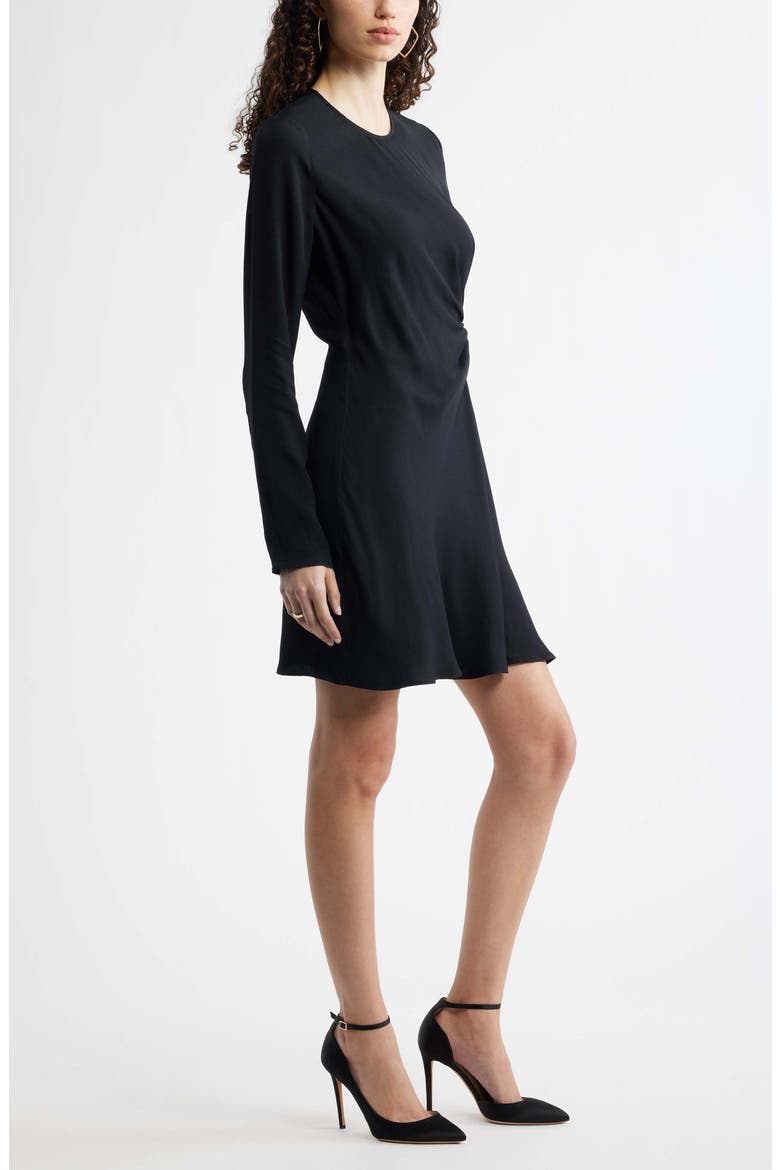 Side Twist Long Sleeve Minidress, Alternate, color, BLACK