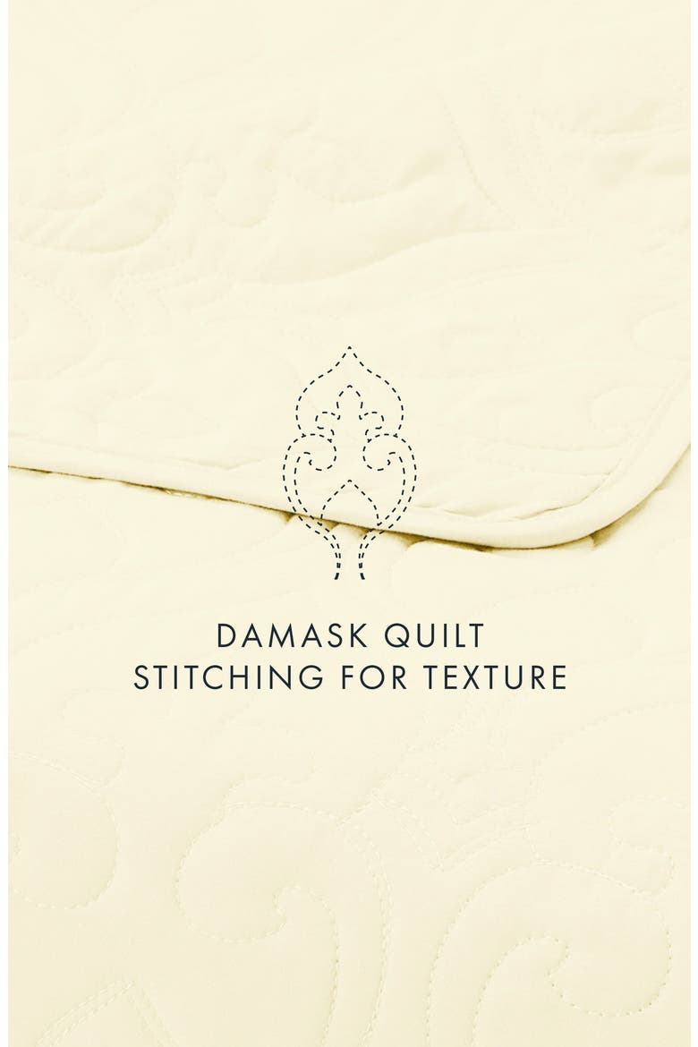 Premium Ultra Soft Damask Pattern Quilted Coverlet Set, Alternate, color, YELLOW