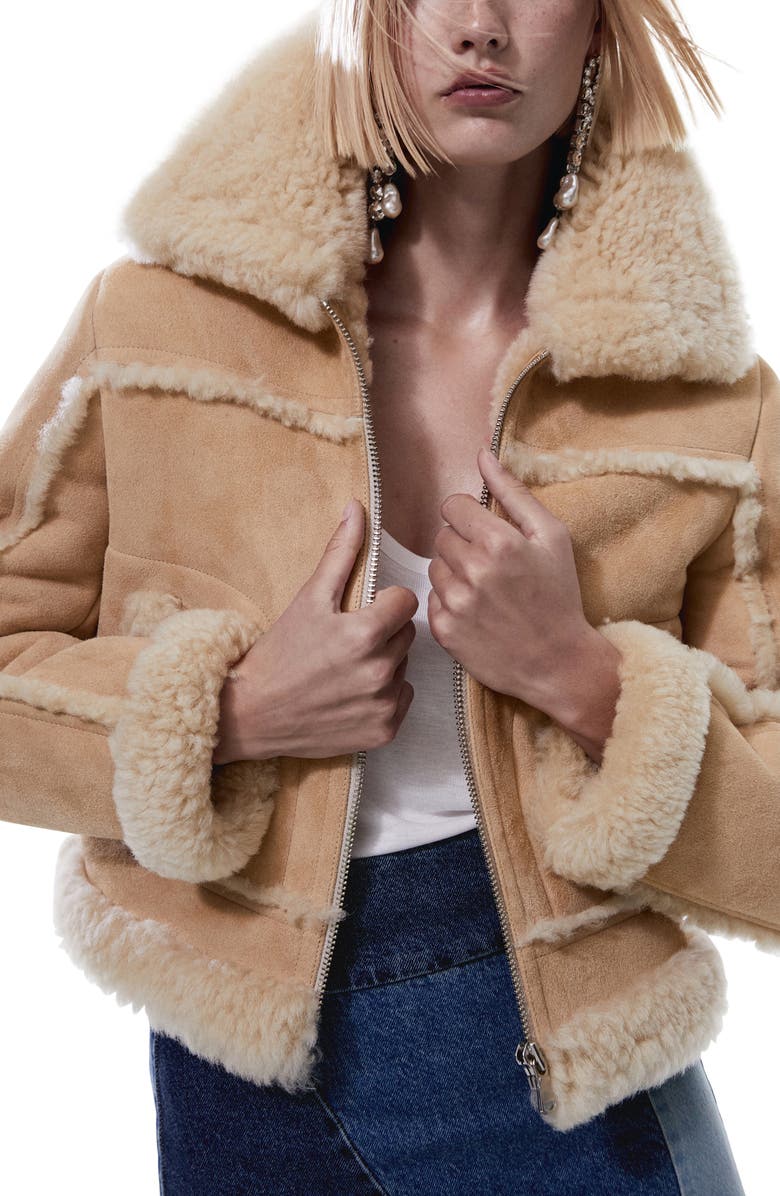 MANGO Genuine Shearling Jacket, Main, color, 