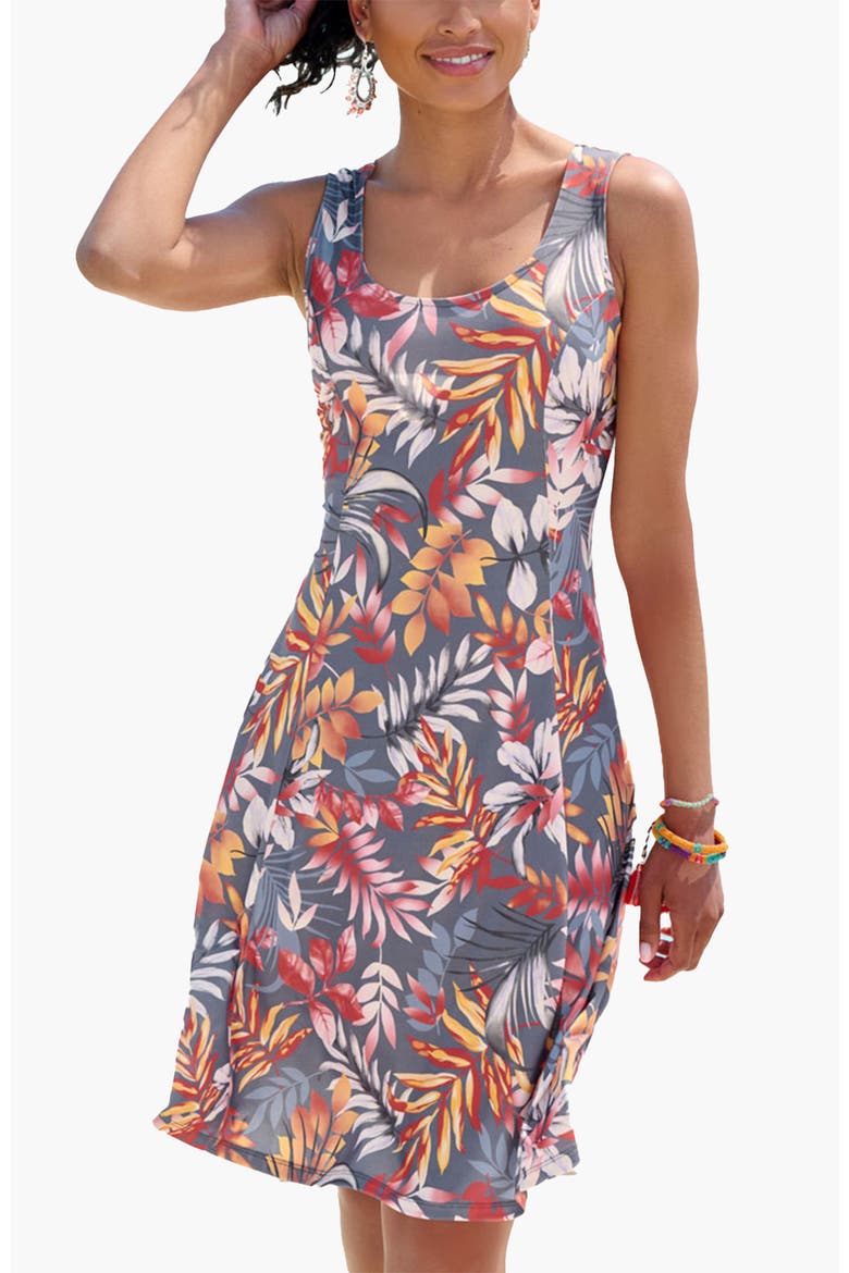 Strappy Back Print Dress, Main, color, Grey Printed