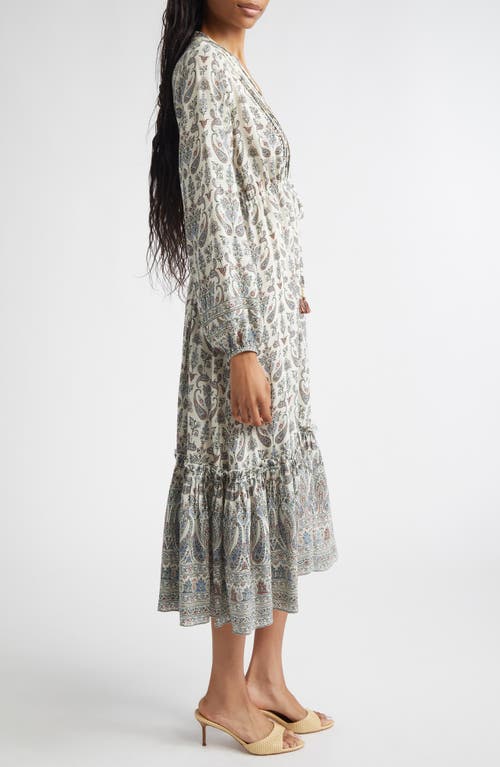 Veronica Beard Paisley Tie Waist Midi Dress In Gray