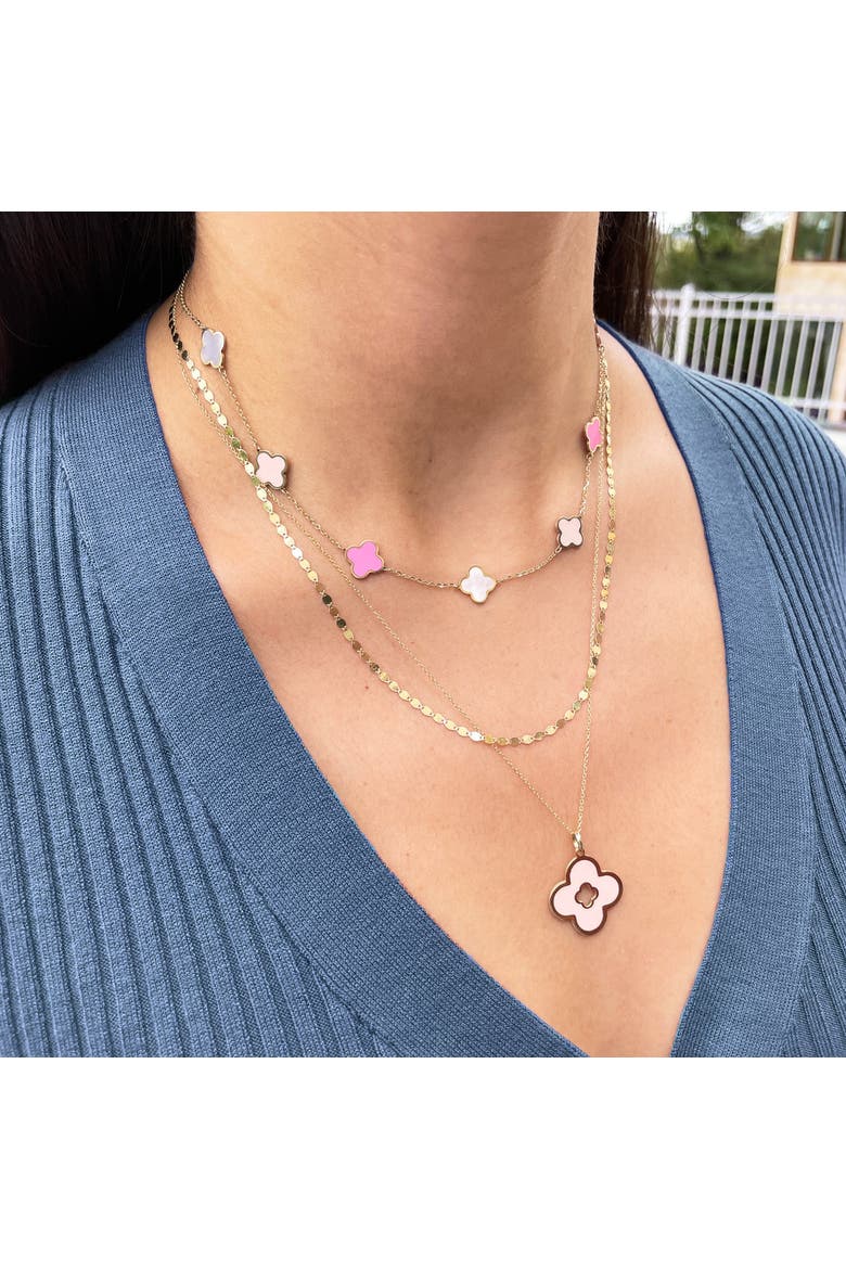 Pink Pearl Clover Cut Out Charm, Alternate, color, Pink Pearl