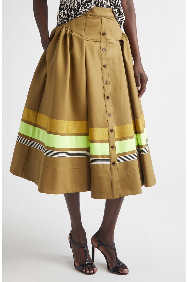 Stripe Detail Midi Skirt, Alternate, color, CARDAMOM