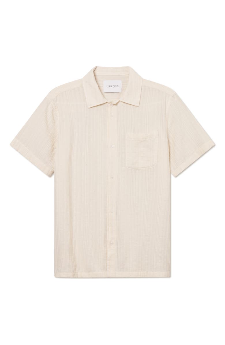 Les Deux Charlie Stripe Organic Cotton Button-Up Shirt, Alternate, color, Ivory