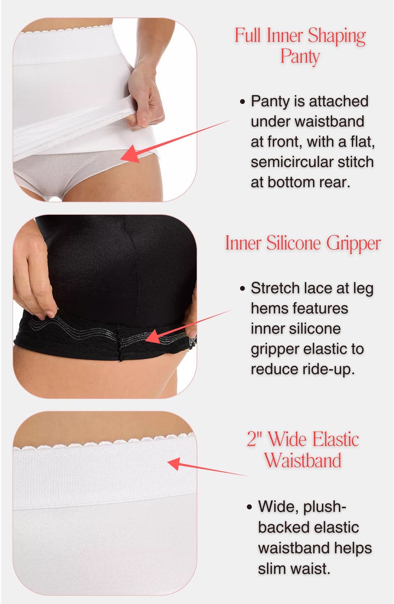 Rago Light Shaping Half Slip With Full Inner Shaping Panty, Alternate, color, Black