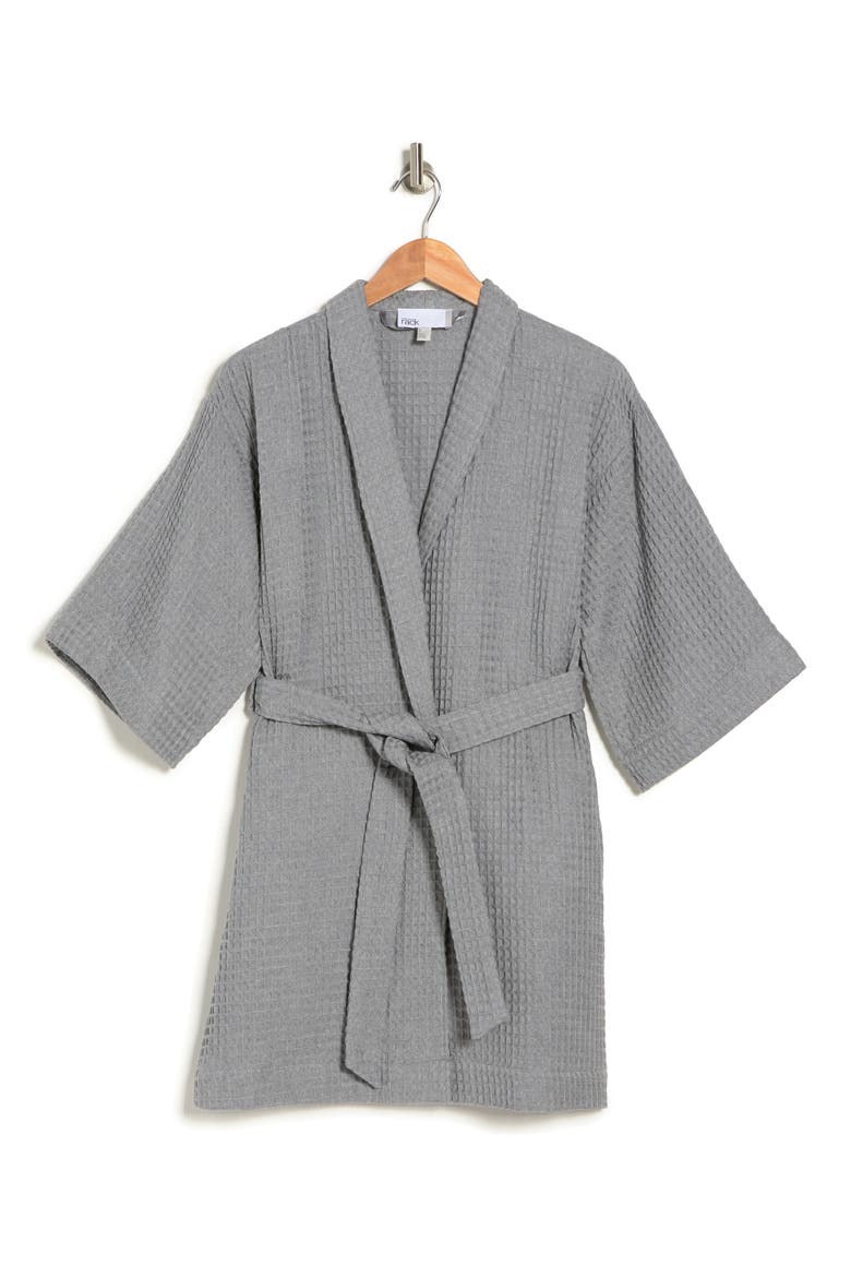 Waffle Weave Robe, Alternate, color, GREY PEARL HEATHER
