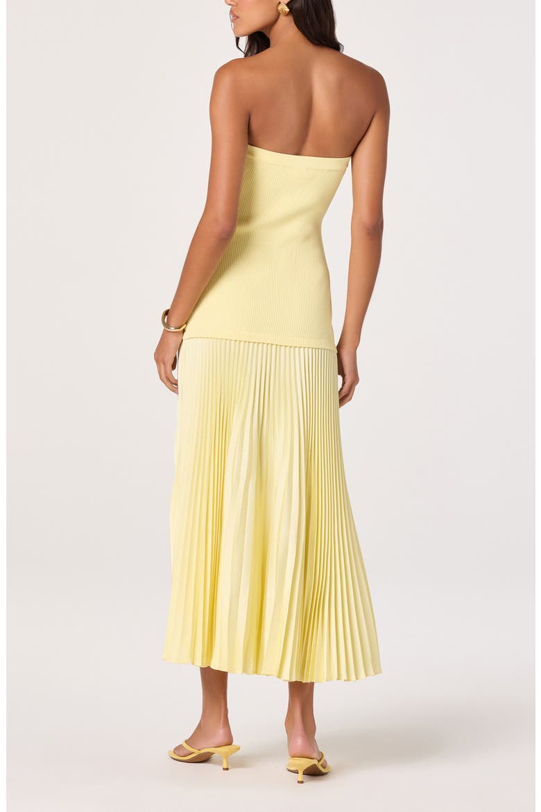 Selune Strapless Mixed Media Dress, Alternate, color, YELLOW