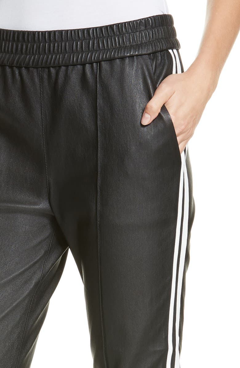 SPRWMN Two-Stripe Leather Jogger Pants, Alternate, color, 