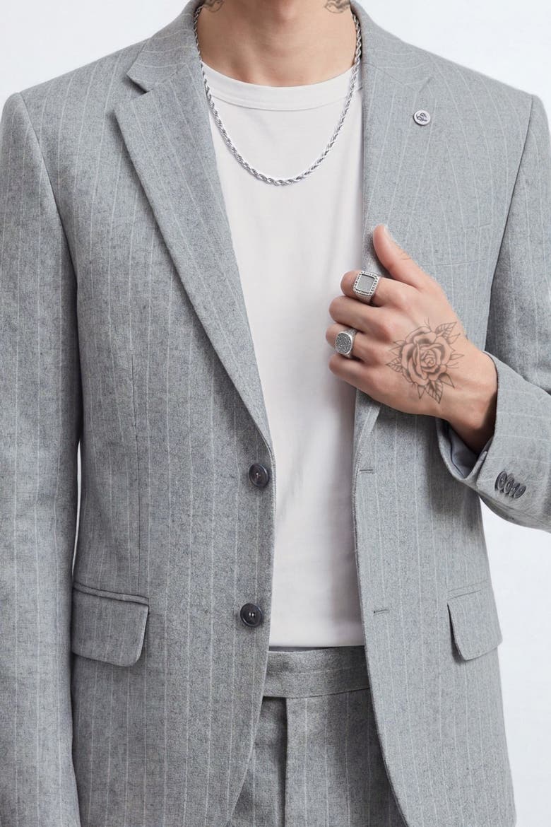 Tyson Pinstripe Suit Jacket, Alternate, color, Grey