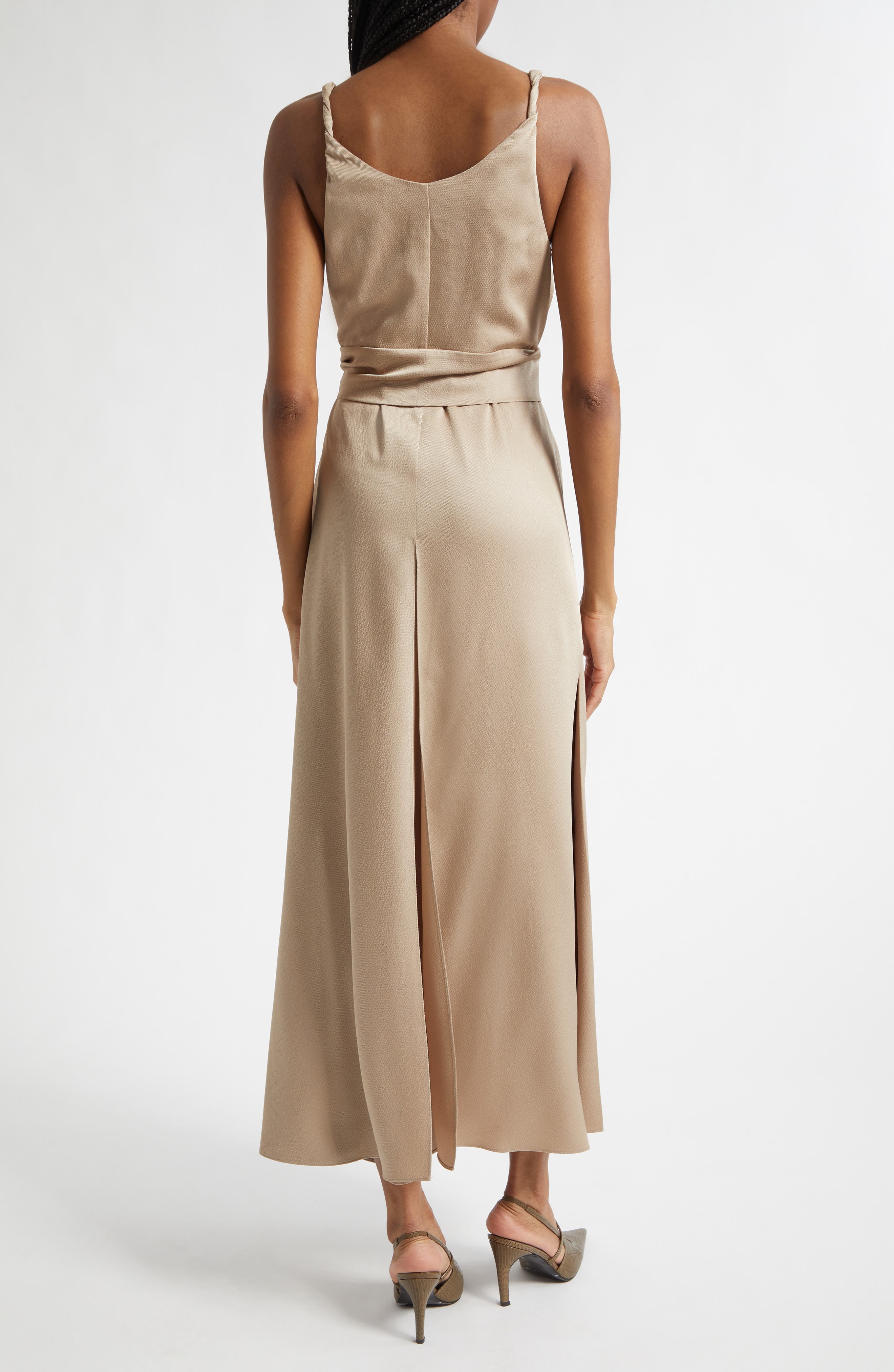 fluid crepe elegant midi dress Women's Mint Fluid Crepe Elegant Midi Dress