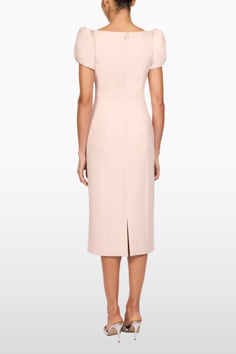 Vienna Embellished Puff-Sleeve Midi Dress