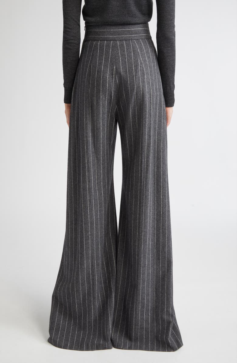 Carolina Herrera Diane Pinstripe Wool Blend Wide Leg Pants, Alternate, color, Charcoal Grey