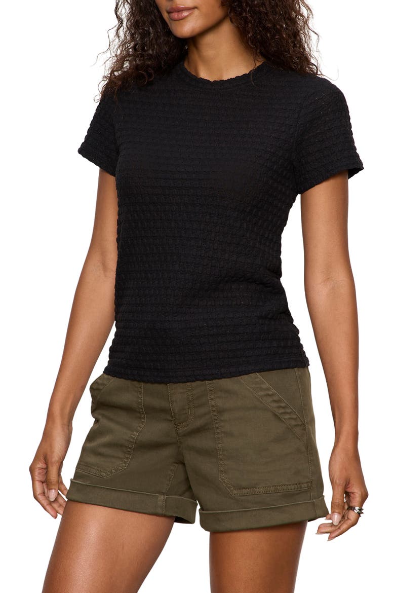 Perfect Puckered Lace T-Shirt, Alternate, color, BLACK