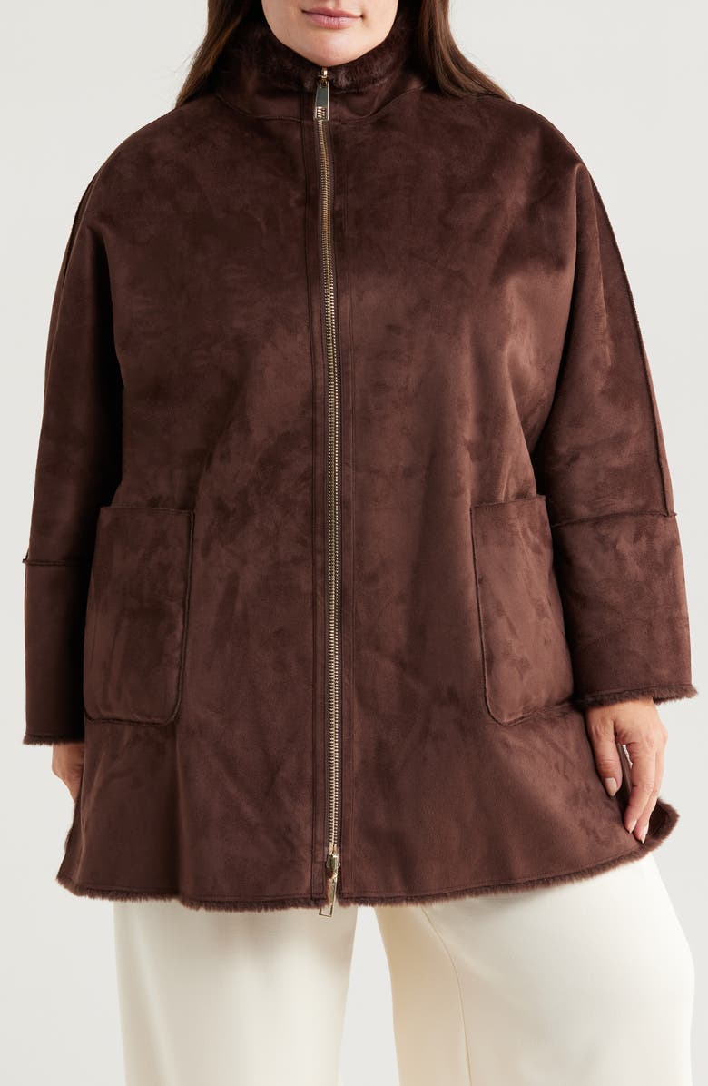 Marina Rinaldi Rodeo Reversible Faux Shearling Jacket, Alternate, color,