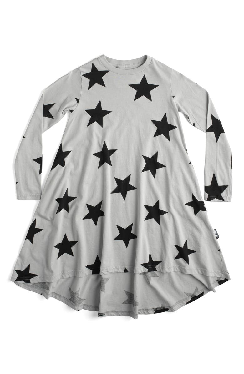 Nununu Kids' Star Long Sleeve Cotton Dress, Main, color, 