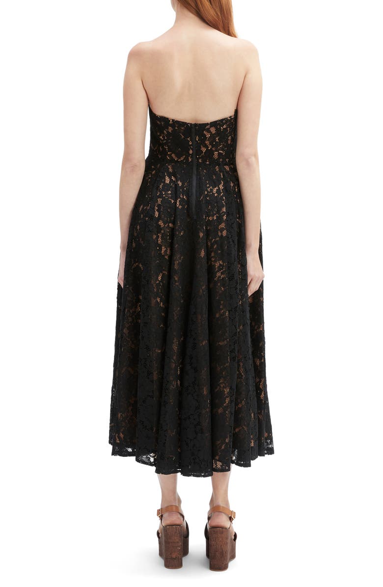 Bardot Opal Strapless Lace Midi Dress, Alternate, color, Black