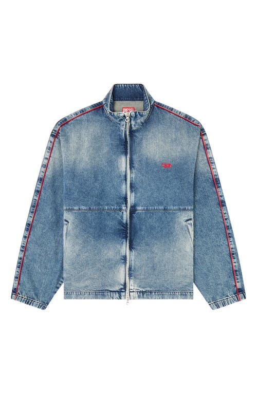 Diesel Men's Piped Denim Zip Jacket In Blue