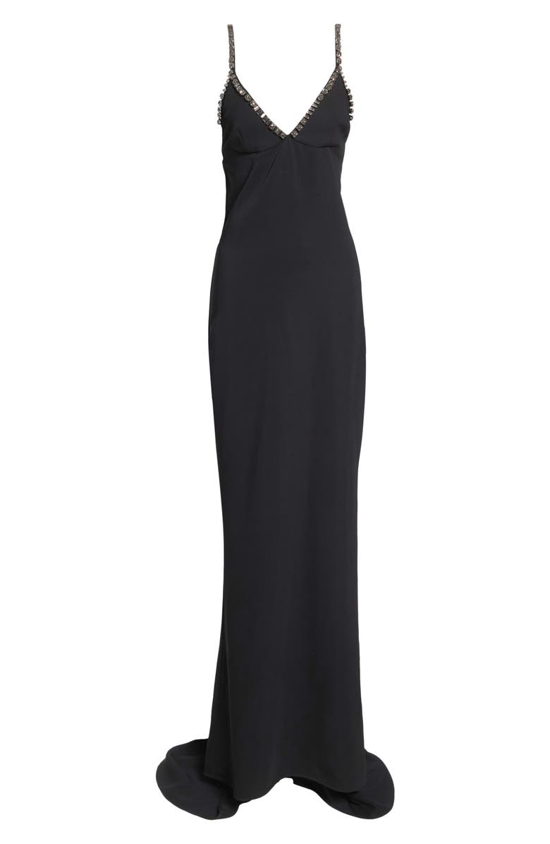 Stella McCartney Jewel Embellished Mermaid Gown with Train, Main, color, Black