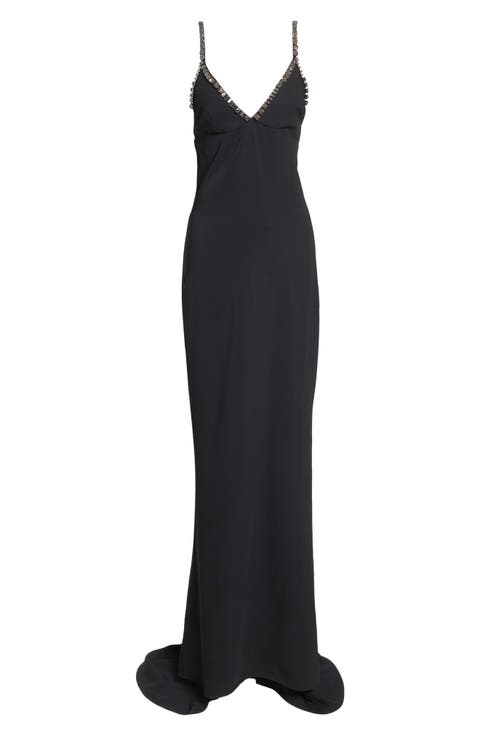 Jewel Embellished Mermaid Gown with Train