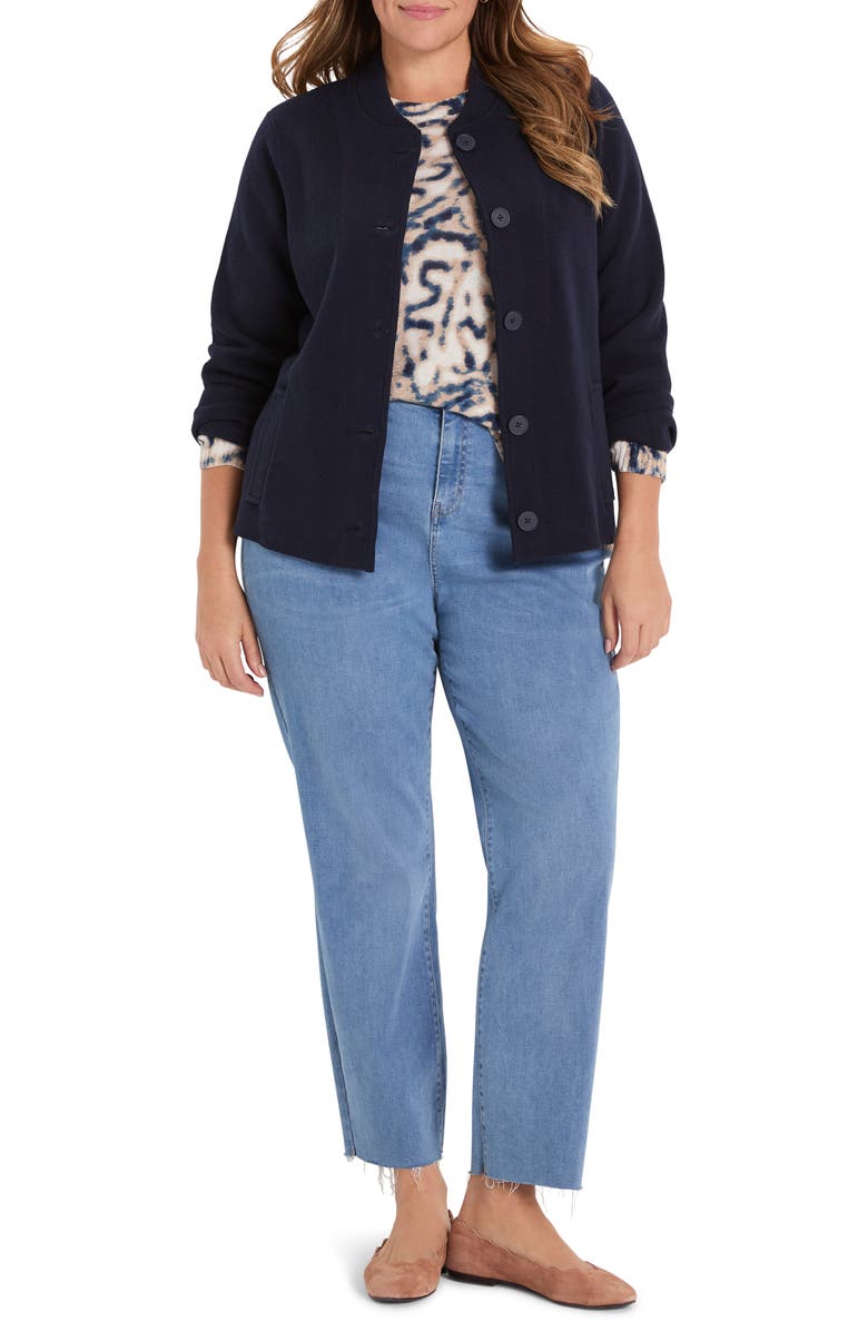 NIC+ZOE Knit Bomber Jacket, Alternate, color, Dark Indigo