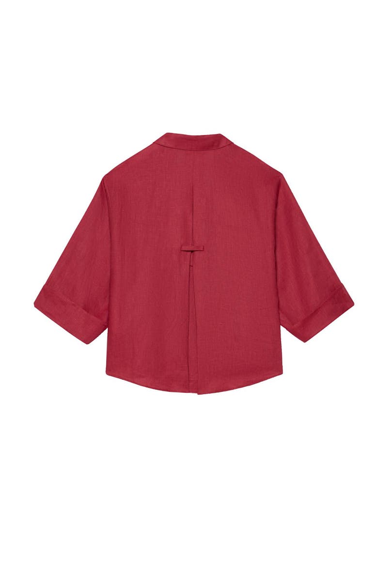 MINT VELVET Linen Short Sleeve Resort Shirt, Alternate, color, Red