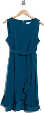 Calvin Klein Ruffle Tie Waist Dress