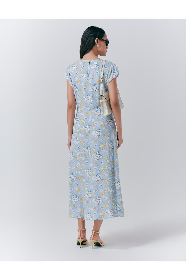 Blair Crepe Floral Sleeveless Midi Dress, Alternate, color, Blue Country Flowers
