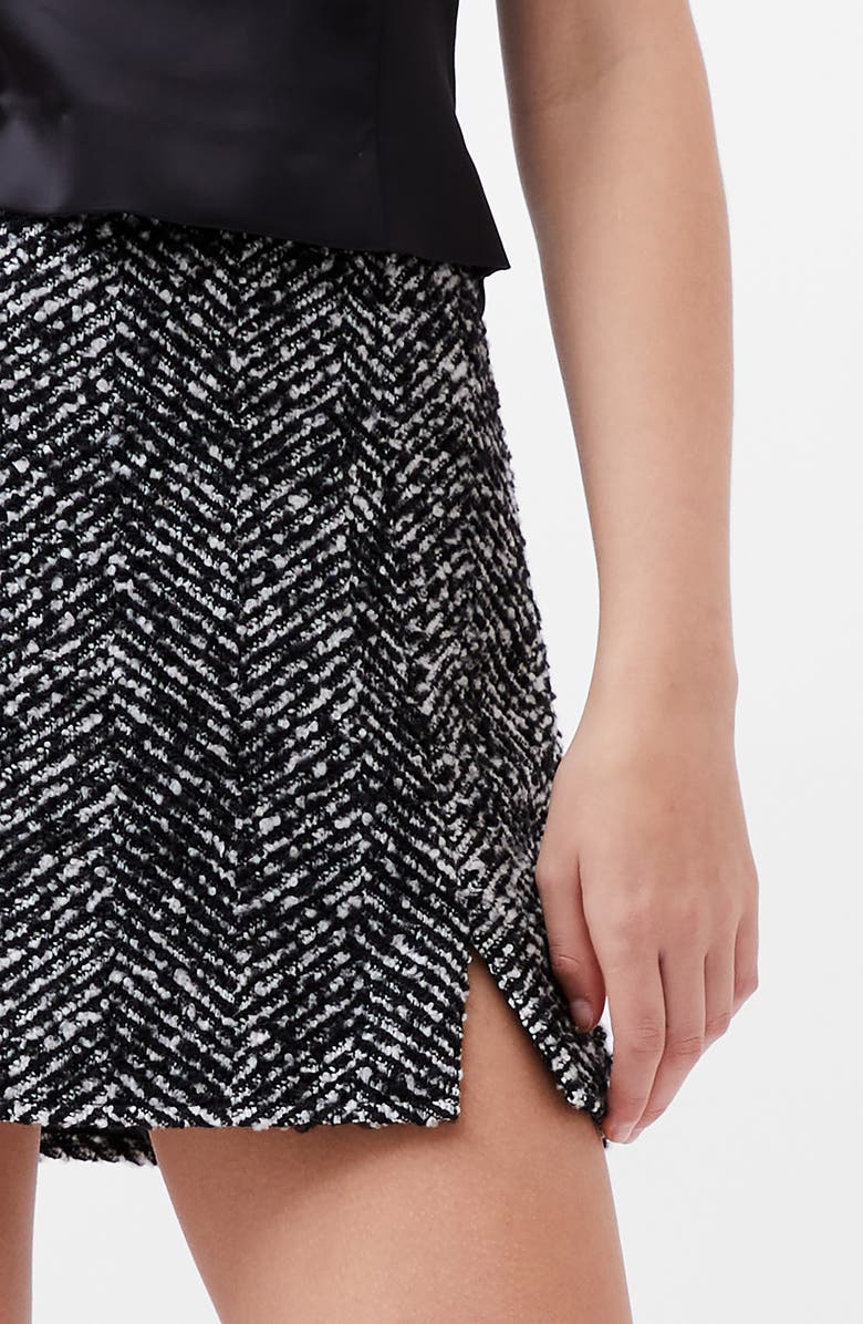 French Connection Chantelle Herringbone Miniskirt, Alternate, color, Black White