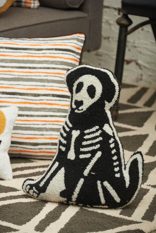 C & F Home C&f Home Pets Skeleton Shaped Hooked Pillows In Black