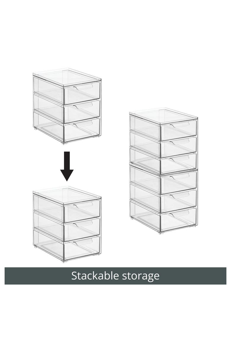 iDesign 3-Drawer Stackable Organizer for Kitchen or Pantry - Set of 4 - Clear, Alternate, color, Clear