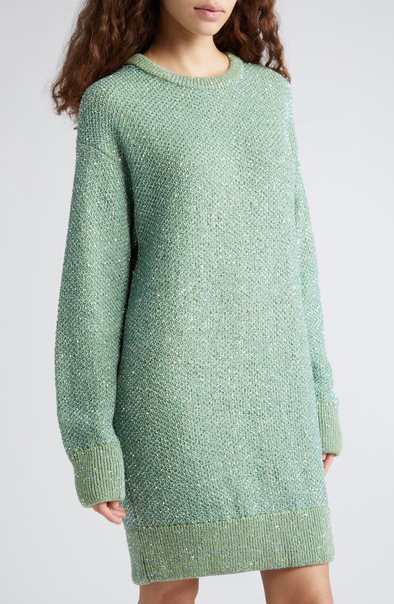 Stella McCartney Sequin Seed Stitch Cape Long Sleeve Sweater Dress, Alternate, color, 
