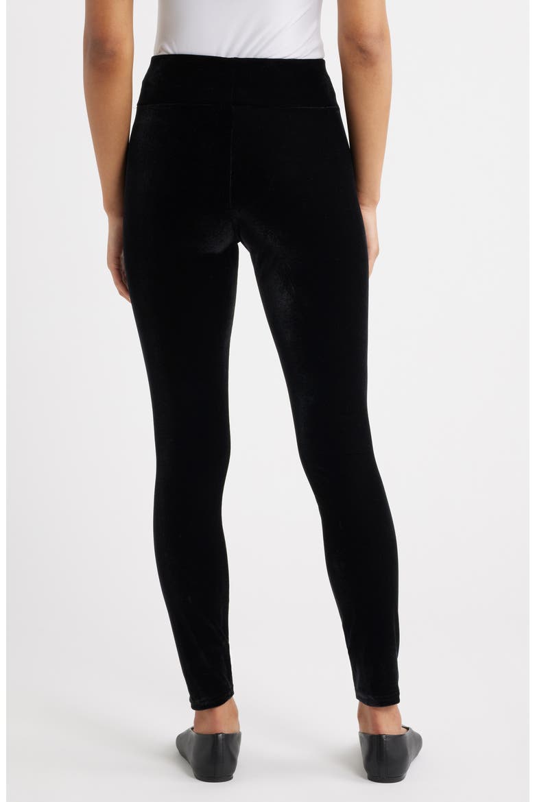 High Waist Velvet Leggings, Alternate, color, BLACK