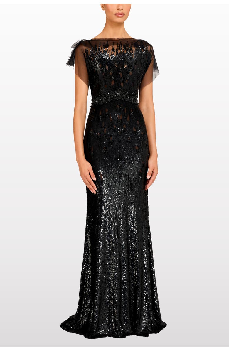Jenny Packham Magnolia Sequin-Embellished Dress, Alternate, color, Liquorice