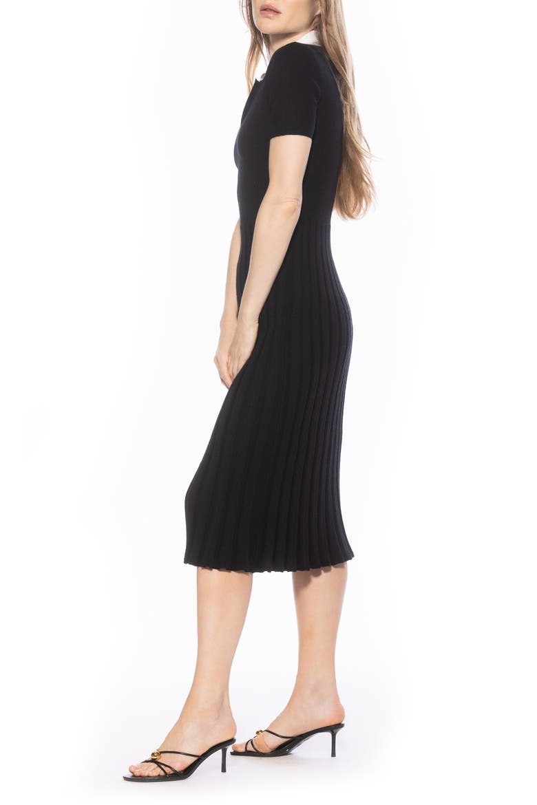 Lanie Collared Knit Midi Dress, Alternate, color, BLACK