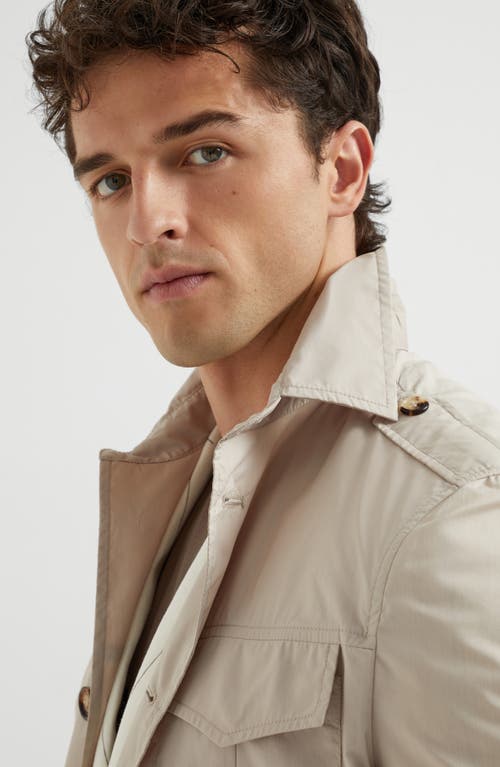 Brunello Cucinelli Men's Linen-silk Concealed Zip Safari Jacket In Cool Beige