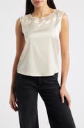 NIKKI LUND Camille Sleeveless Floral Appliqué Top