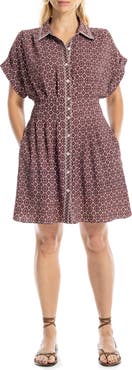 MAX STUDIO Printed Short Sleeve Shirtdress