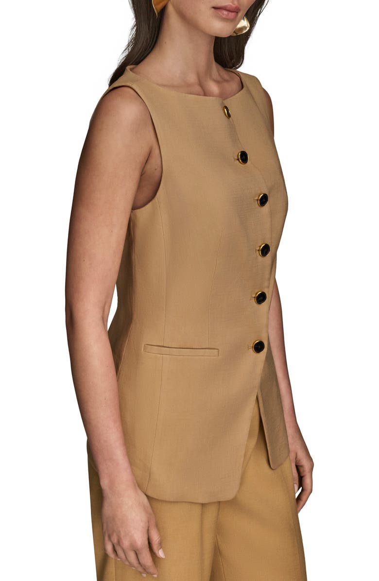 Donna Karan New York Linen Blend Vest, Alternate, color, Fawn