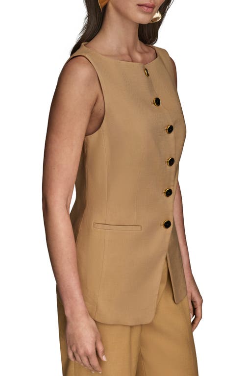 Donna Karan New York Linen Blend Vest In Brown