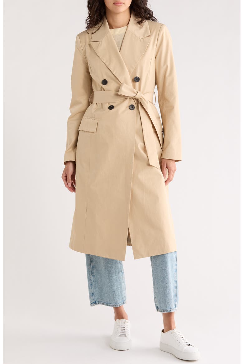 Water Resistant Double Breasted Trench Coat, Main, color, SANDY TAN