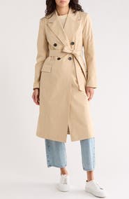 Avec Les Filles Water Resistant Double Breasted Trench Coat
