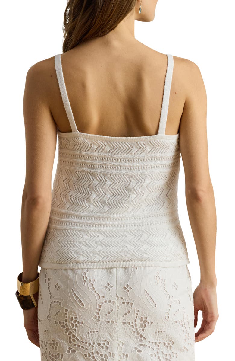 Lauren Ralph Lauren Mixed Stitch Linen & Cotton Sweater Tank, Alternate, color, White