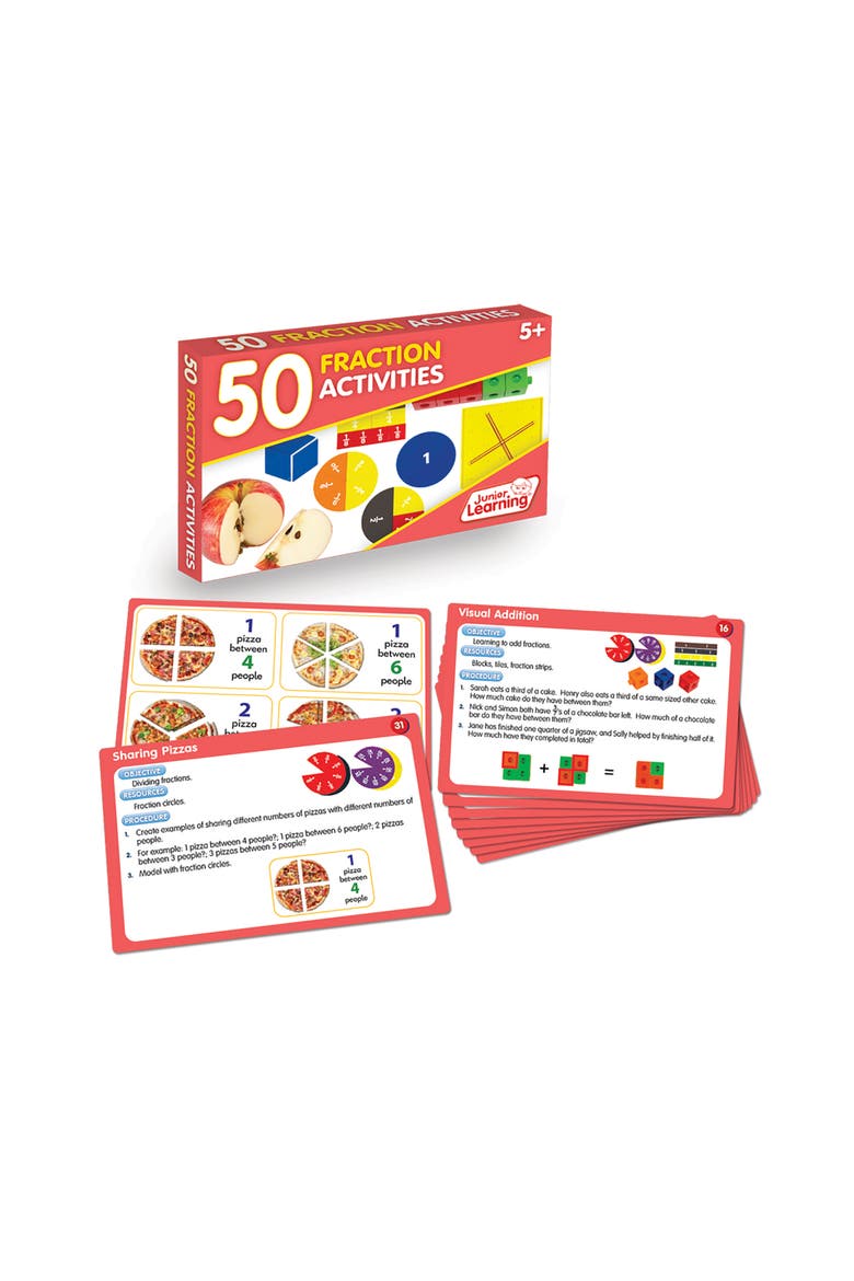 JL331 50 Fraction Activities, Multi, Alternate, color, Multicolored