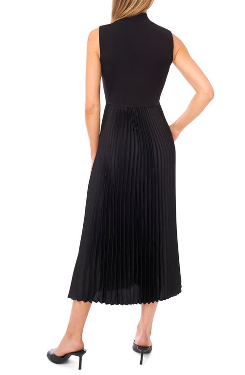 Halogenr Halogen(r) Mixed Media Sleeveless Midi Dress In Black